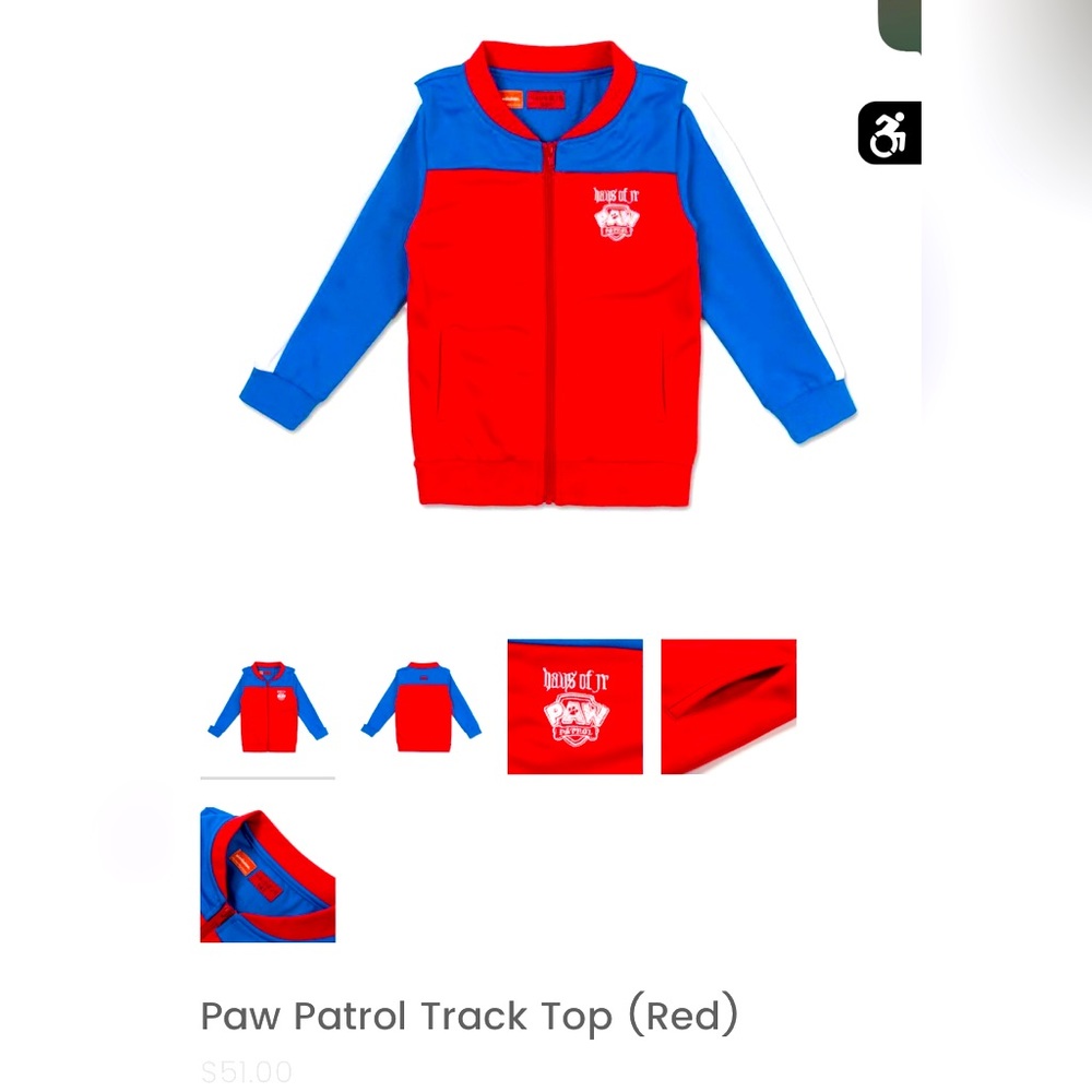 NWT Haus of JR Paw Patrol Nickelodeon red blue white zip track jacket 10